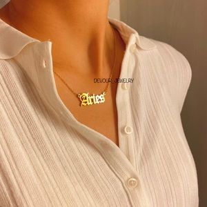 14KT Sterling Silver “ARIES” ZODIAC SIGN NECKLACE for WOMEN 16” + 1” + 1”